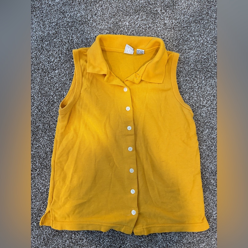 Basic essentials Yellow Sleeveless Button-Up Top size small